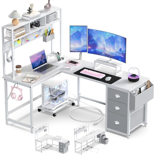 Amazon | DOMICON L字デスク パソコンデスク 白 幅169cm